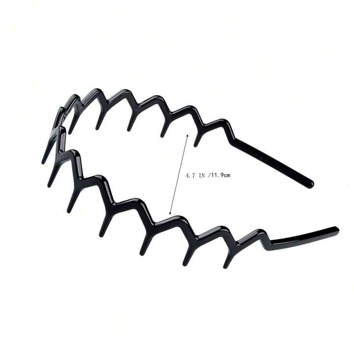 Set Of 2 Women Zig Zag Black Plastic Sharks Tooth Hair Comb Headband Fashion Girls Leopard Hairbands Hair Accessories For Daily