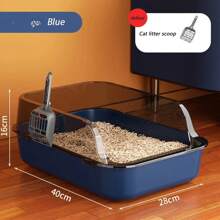 High-Side Cat Sandbox Splashproof Cats Litter Box With Removable Scoop Non-Stick Large Capacity Kitten Toilet Tray Pet Supplies
