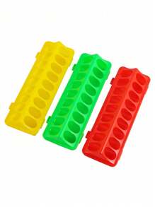 1pc Plastic Hinged Feeder For Pet Birds & Pigeons, 20/30/40/50cm Multi-Slot Ground Feeder For Chickens, Suitable For Multiple Poultry To Feed Together, Color Random