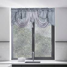 Rod Pocket Valance Window Tiers Decor Boho Window Curtain Panel Short Curtain For Basement Bathroom Living Room Cafe Kitchen