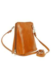 Girly Handbags Womens Italian Small Vera Pelle Genuine Leather Handbag Rigid Cross Body Shoulder Bag - Mocha Brown - View 3