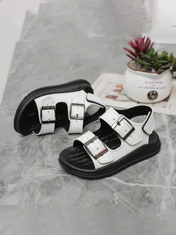 1 Pair Kids Hook And Loop Sandals, Soft Outdoor Summer Beach Slippers