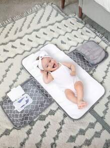 1pc Portable Diaper Changing Pad For Baby, Suitable For Diaper Bag Or Changing Table Mat. Multifunctional Wet Wipes Bag Mommy Bag Accessory, Essential Item For Newborn Baby - Grey - View 5