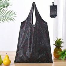 Borsa della spesa riutilizzabile, compatta e pieghevole, leggera e resistente, lavabile e pieghevole, design geometrico classico, borsa regalo con fascia elastica e borsa per riporre