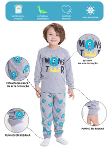 6 Pieces Of Assorted Long Sleeve Children's Pajamas For Boys - 3 T-Shirts + 3 Pants - 彩色 - 查看 2