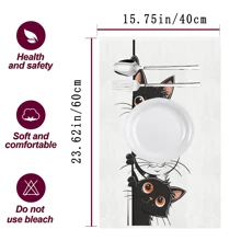 2 Packs Cute Black & White Cat Patterned Ultra-Soft Microfiber Dishcloths, Highly Absorbent Kitchen Cleaning Towels, Great For Cooking, Baking, Washing Dishes, Drying Hands, Decor, Housewarming, Birthday, Mother's Day Gifts