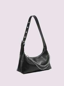 2025 New Spring/Summer Chain Decor Fashion High-End Underarm Zipper Shoulder Pleated Crossbody Bag, Versatile Commuter Bag
