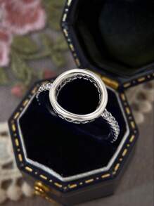 1pc 925 Pure Silver Necklace,1pc 925 Pure Silver Ring, 1 Pair 925 Of Pure Silver Earrings Jewelry Set, Featuring An Anti-Allergenic Design With A Simple Yet Elegant Hollow Circle, Highlighting Your - Style 3 - View 6