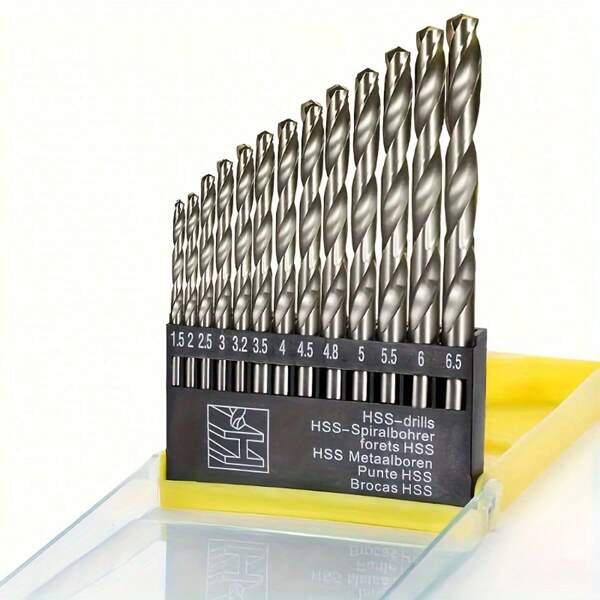 13 Piezas de Brocas de Cobalto métrica Conjunto de brocas de taladro de cobalto para acero inoxidable y metal duro (1,5 mm-6,5 mm)