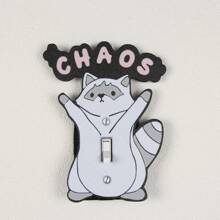 1 件可爱浣熊设计灯开关面板，俏皮风格点亮家居空间，安全材质，实用美观，优质生活选择