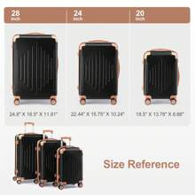 SUNROAD 3 Piece Travel Suitcase With Corner Protectors, 20/24/28 Inch, Durable Hard Shell, 360 Degree Spinner Wheels, Multifunctional, Large Capacity, Lightweight, Fashionable Multicolor - 3 in 1黑色撞棕色 - View 4