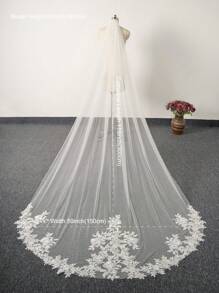 1 Pc Cathedral Long 3M(118inch) Floral Lace Wedding Bridal Veil With Metal Comb For Bride Party Prom White Ivory