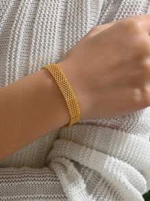 18K镀金时尚欧美风编织蛇骨链手链 - B - 查看 4