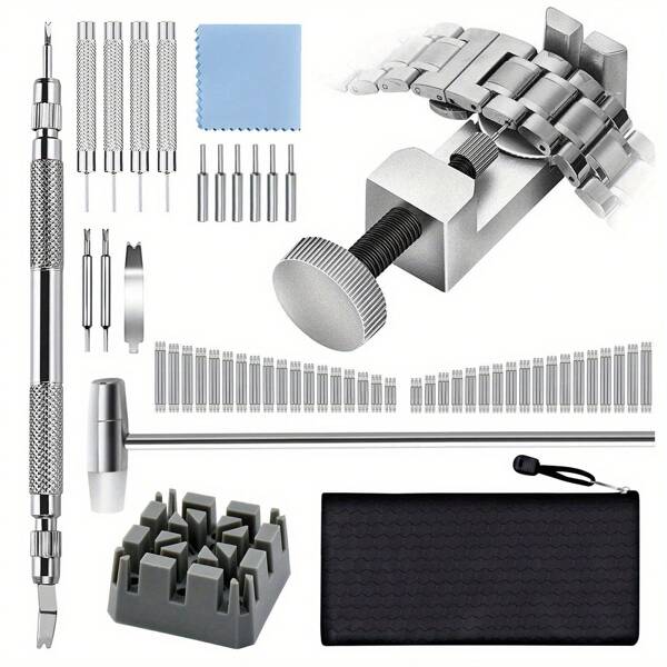 Stainless Steel Watch Adjustment Kit: Easy Link Removal & Band Sizing For Perfect Fit (118 Tool Kit)