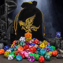 D&D Dice Set - 25x7+1 (176) Polyhedral Dice With Free Eagle Patterned Fleece Storage Bag Compatible With D&D RPG MTG Tabletop Game. - Multicolor - View 7