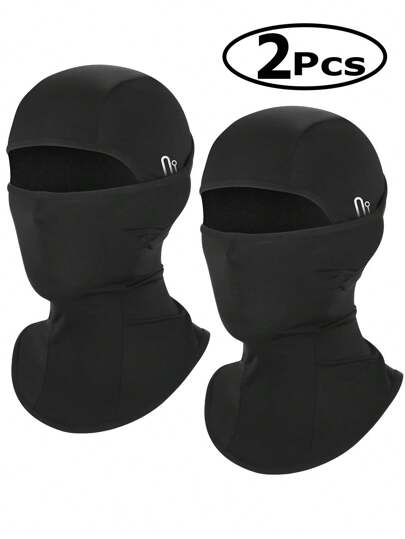 2 Pieces /1 Piece Summer Balaclava Men Women Cooling Ice Silk Face Mask Sun UV Protection Balaclava Hood For Cycling Motorcycling Black Ski Masks