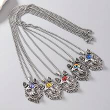 1 件不锈钢狼头与邪眼吊坠项链，休闲吊坠项链，适合日常佩戴 - 狼頭 - 查看 3