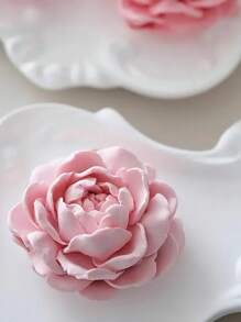 3D硅胶玫瑰模具，适用于香皂、树脂工艺品和DIY - 粉白花卉设计，是手工创作和家居装饰的理想之选 - 白色 - 查看 11