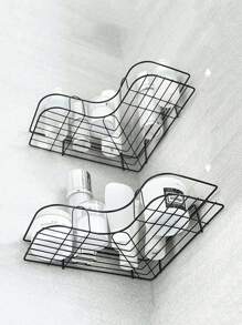 1pc Multifunctional Corner Shelf, Bathroom Organizer Rack, Wall Mount Triangle Basket For Kitchen, Bedroom, No-Drill