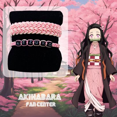 Pulsera Nezuko Kamado Doble DUO de D. SLAYER. KIMETSU NO YAIBA brazalete ajustable CAZADOR DE DEMONIOS DEMONSLAYER