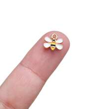 20 cái/bộ mặt dây chuyền hình ong nhỏ màu vàng trắng dùng làm đồ trang sức thủ công dễ thương 10mm dùng làm mặt dây chuyền cho vòng cổ, vòng tay, phụ kiện tự làm - Nhiều màu - Xem 4