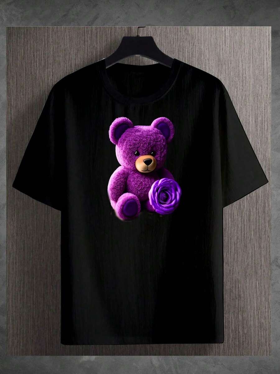 Camiseta T-shirt PURPLE BEAR Envio imediato - Preto - Visão 1