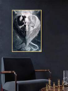 1pc DIY Diamond Painting Kit, Angel & Devil Themed, Full Drill Diamond Embroidery, Home Decor, 11.8*15.7in