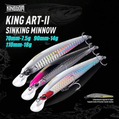 KINGDOM Señuelos de pesca Nueva Reino Jerkbaits 70 mm 90 mm 110 mm 7.5 g 14 g 18 g hundimiento Minnow Lure Hard Cebos Lure Wobblers