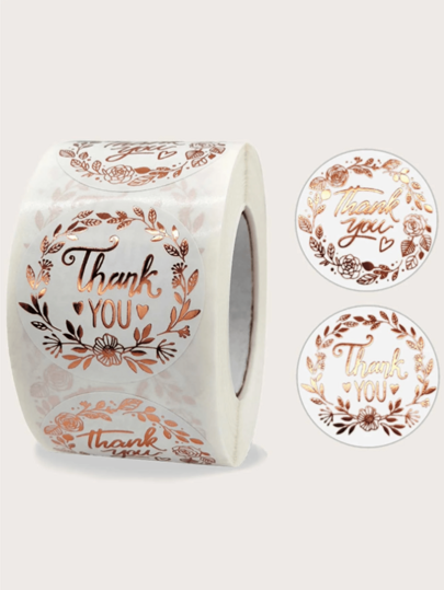500pcs/Roll Floral Thank You Stickers - Ideal For Thanksgiving Gifts And Card Sealing Decoration,