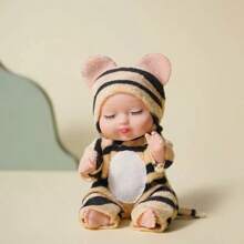 1pc 11cm Mini Plush Reborn Baby Doll, Role Play Stuffed Princess Doll With Movable Limbs, Changeable Clothes, Suitable For 0-3 Years Old Girls