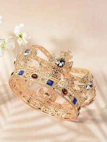 1pc Patterned Zinc Alloy Bohemian Bride Crown, Wedding Tiara Headdress For Women Adult Birthday Party - Gold - View 3