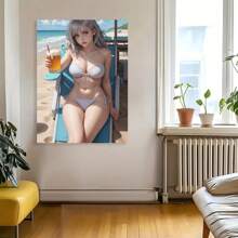 FramedChic Anime Bikini Girl Canvas Wall Art - High-Quality Print For Living Room, Bedroom, Kitchen, Or Office Decor | Ideal Gift For Comic Enthusiasts