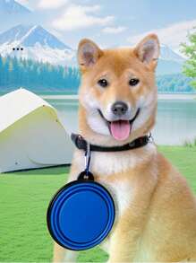 1pc Outdoor Portable Collapsible Pet Bowl, Slow Feeder Bowl, Travel Bowl, Silicone Hanging Dog/Cat Water/Food Bowl With Hook, Convenient For Walking Dogs And Feeding