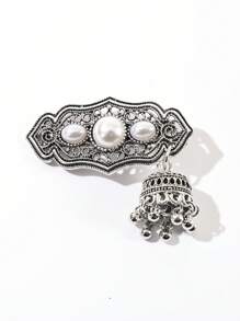 1 pieza Elegante Clip de Cabello de Estilo Vintage con Campana de Cristal y Borla, Aleación de Estilo Palaciego Chino, Apropiado para Atuendos Diarios, Fiestas y Todas las Estaciones