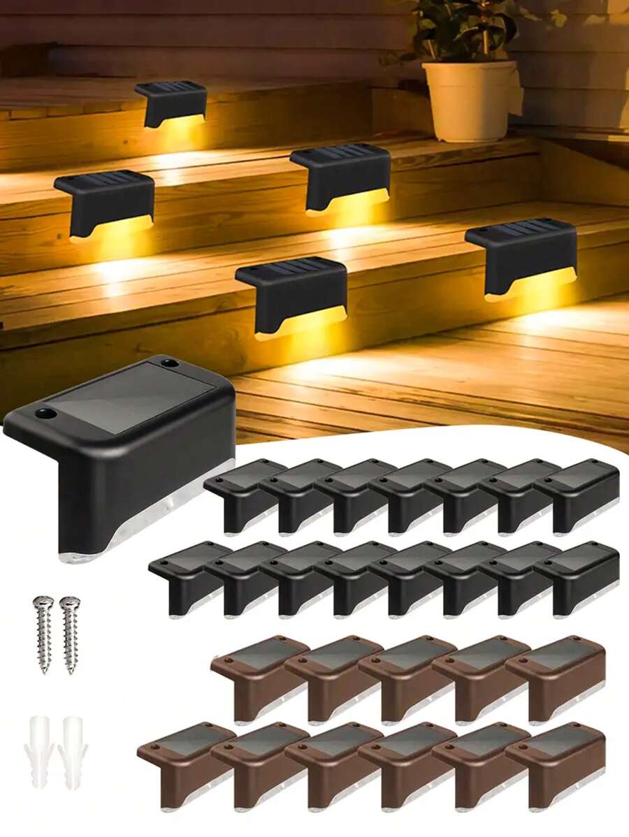 4/2pcs Multi-Color Solar Step Lights, Outdoor Step Lights, LED Solar Lights, Suitable For Outdoor Stairs, Steps, Fences, Terraces, Yards, Railings, Gardens, Backyards, And Paths (Solar Powered)
