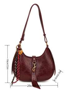 Bolso de mano vintage, nuevo diseño de bolso cruzado de mujer en forma de media luna con colgante, de moda