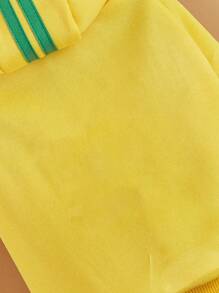 1pc Solid Color Pet Hoodie Sweatshirt, Vertical Stripe Design For Small Dogs & Cats - Yellow - View 6