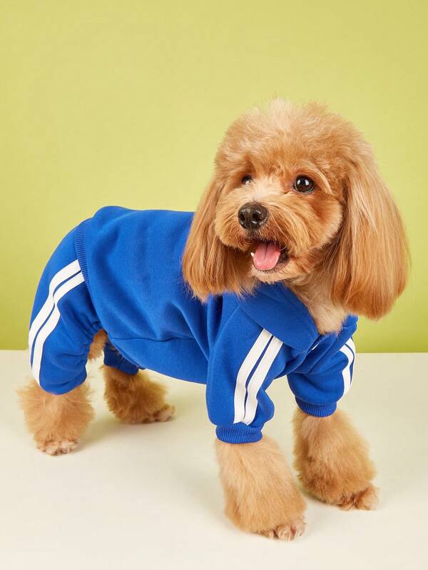 1 Stück einfarbiges Haustier-Kapuzenpullover-Sweatshirt, vertikal gestreiftes Design für kleine Hunde und Katzen