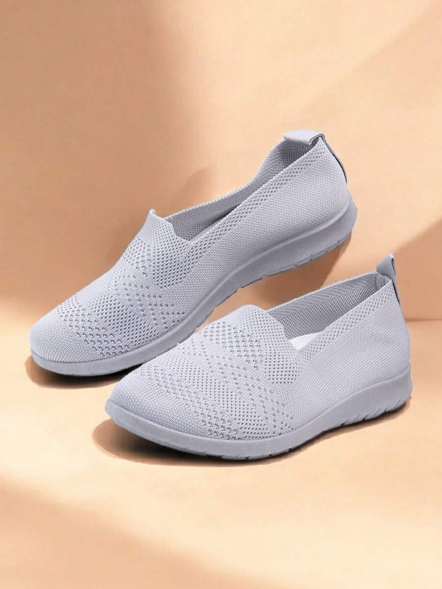 Damen bequeme, lässige, einfarbige, minimalistische Mode Ballerinas - Grau - Übersicht 1