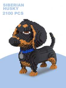 2100pcs DIY Mini Building Blocks Set - Sausage Dog, Pet Building Blocks Set, Decorative Animal Model, Suitable For Holiday Gifts, Room Decor, Christmas, Halloween, DIY Collectible