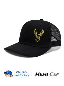1pc Deer King Print Cnotrast Mesh Cap Summer Baseball Cap Outdoor Breathable Street Hat Trucker Cap Adjustable Head Circumference High Quality - DEER - View 7
