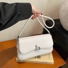 Fashionable Candy Color Shoulder Bag For Women, Solid PU Leather Crossbody Bag Large Capacity Versatile Lightweight Shoulder Bag Suitable For Students, Office Ladies, White Collar, Campus, Office, Shopping, Leisure Activities, Travel
