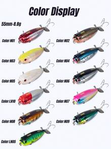 Kingdom Propeller Popper Floating Fishing Lures 8.8g 55mm Trolling Wobblers Rotating Tail Topwater Pencil Professional Hard Bait