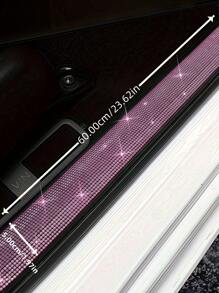 حماية سقف باب السيارة بطول 60 سم مزينة بالبللور واليشم واليشم - لاصقة ذاتية، من مواد بلاستيكية قابلة للتقطيع للجانب الأيسر من المركبة