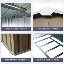 8ft X 6ft Outdoor Metal Storage Shed With Window Grey W540S00016