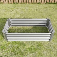 Raised Garden Bed Outdoor, 4*2*1ft Metal Planter Box, Rectangle Planter Beds For Plants, Vegetables, And Flowers. - Silver - View 5