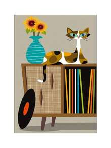 1 Set Of 20pcs 5D DIY Diamond Painting Kits, Imagination Printed Diamonds, Vintage Gramophone & Cat Design, Modern Decor For Living Room, Bedroom, Office - Perfect Gift For Cat & Music Lovers