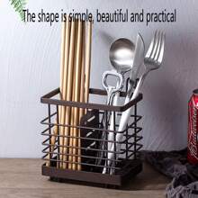 1pc Iron Art Kitchen Utensil Holder & Chopstick Drainer Rack - Multicolor - View 2
