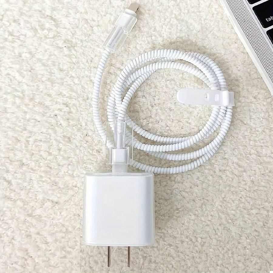 5pcs Clear Shell Protector Case For IPhone14 Pro Max Charger, Data Cable Protector, 18/20W Fast Charger Cord Organizer, Gift For Boyfriend/Girlfriend, Compatible With IPhone 13/12/11