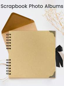 Scrapbook Album, 8"X 8"(20 X 20 Cm)/10"X 12"(25 X 30 Cm) Scrap Book, Thick 250gsm Kraft Paper (60 Pages), Art Supplies For DIY Crafts, Guest Books, Traveling, Birthday & Holiday Gifts. - Khaki - View 1